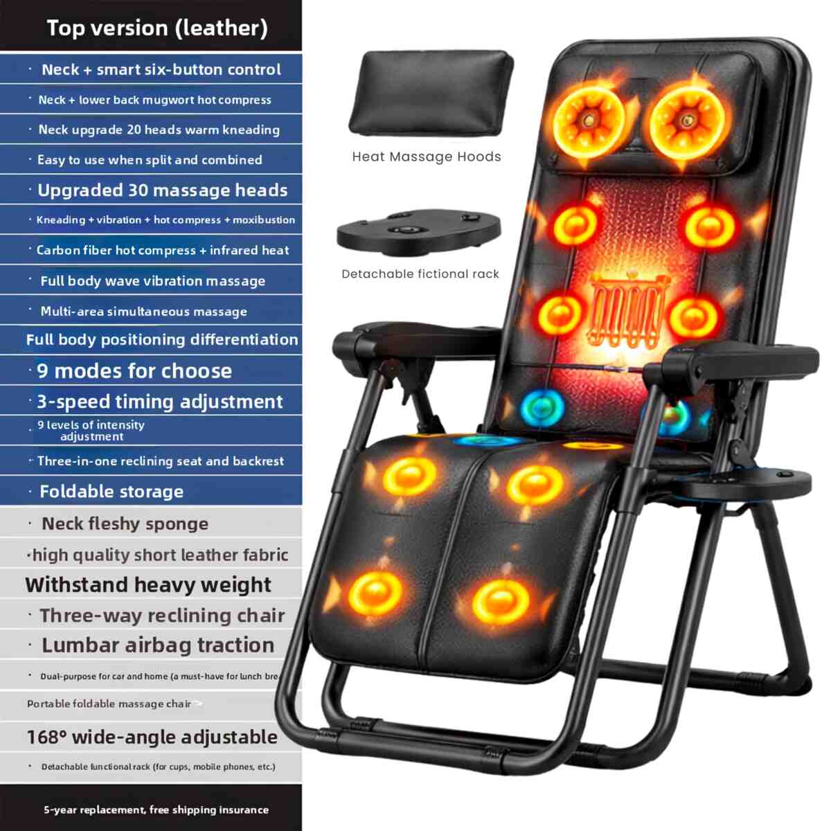 Folding Massage Chair with Remote Control for Full Body Rest Vendula Care 11