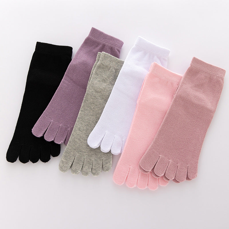 Cotton Five Toe Socks Women Mid Calf Breathable Comfort Fit