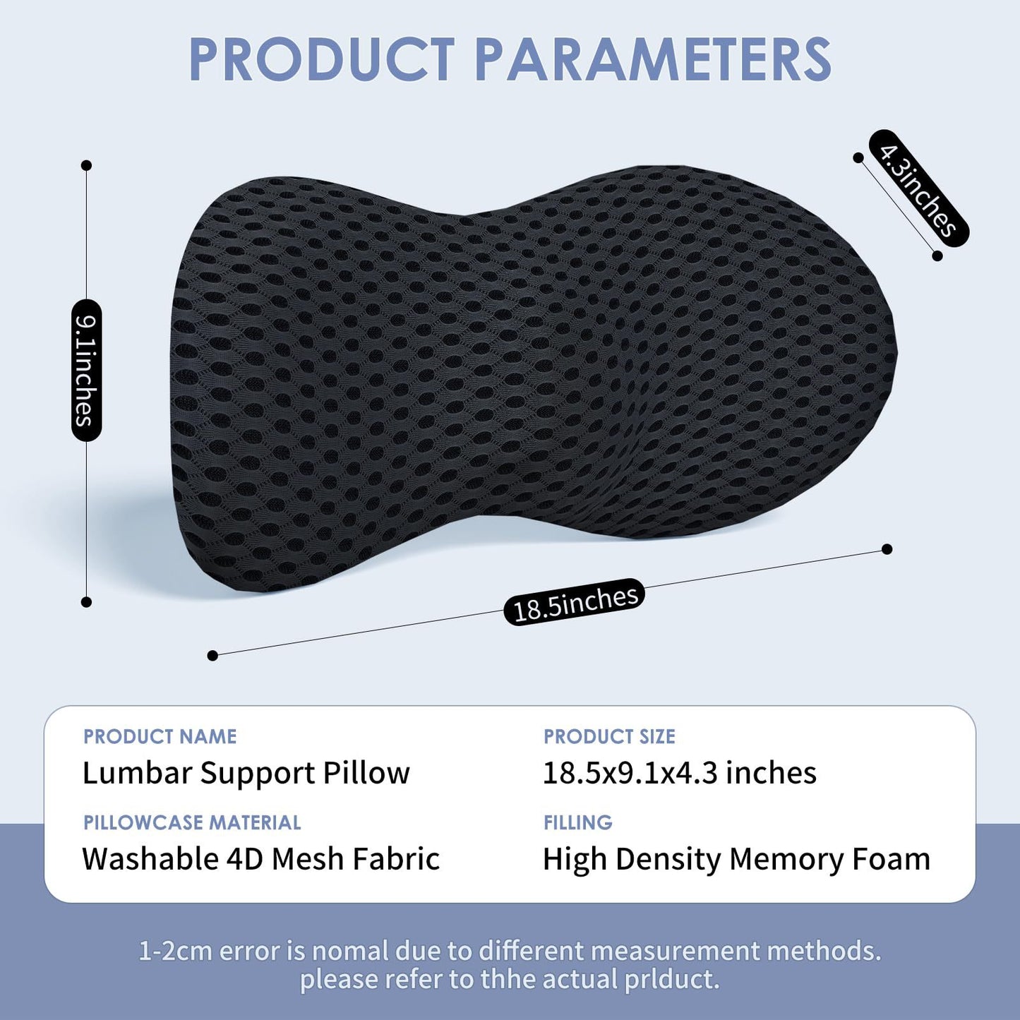 Memory Lumbar Pillow for Lower Back Support Daily Comfort