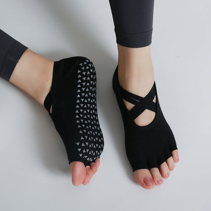 Women's Yoga Five-Finger Socks with Double Cross Straps 2