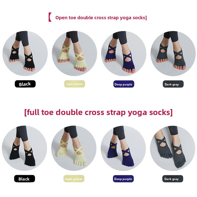 Women's Yoga Five-Finger Socks with Double Cross Straps 4