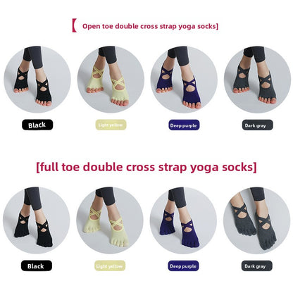 Women's Yoga Five-Finger Socks with Double Cross Straps 4