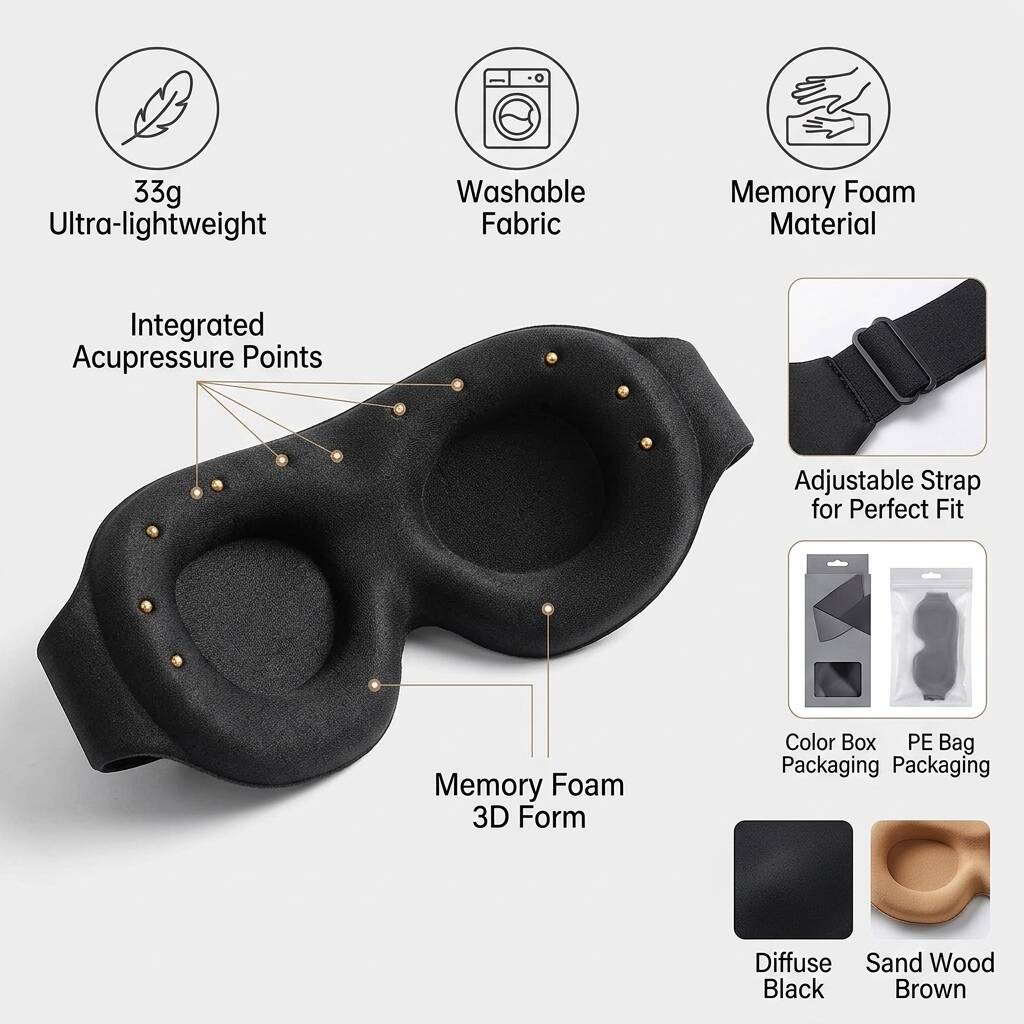 3D Blackout Sleep Eye Mask with Zero Eye Pressure Design vendula Care 9