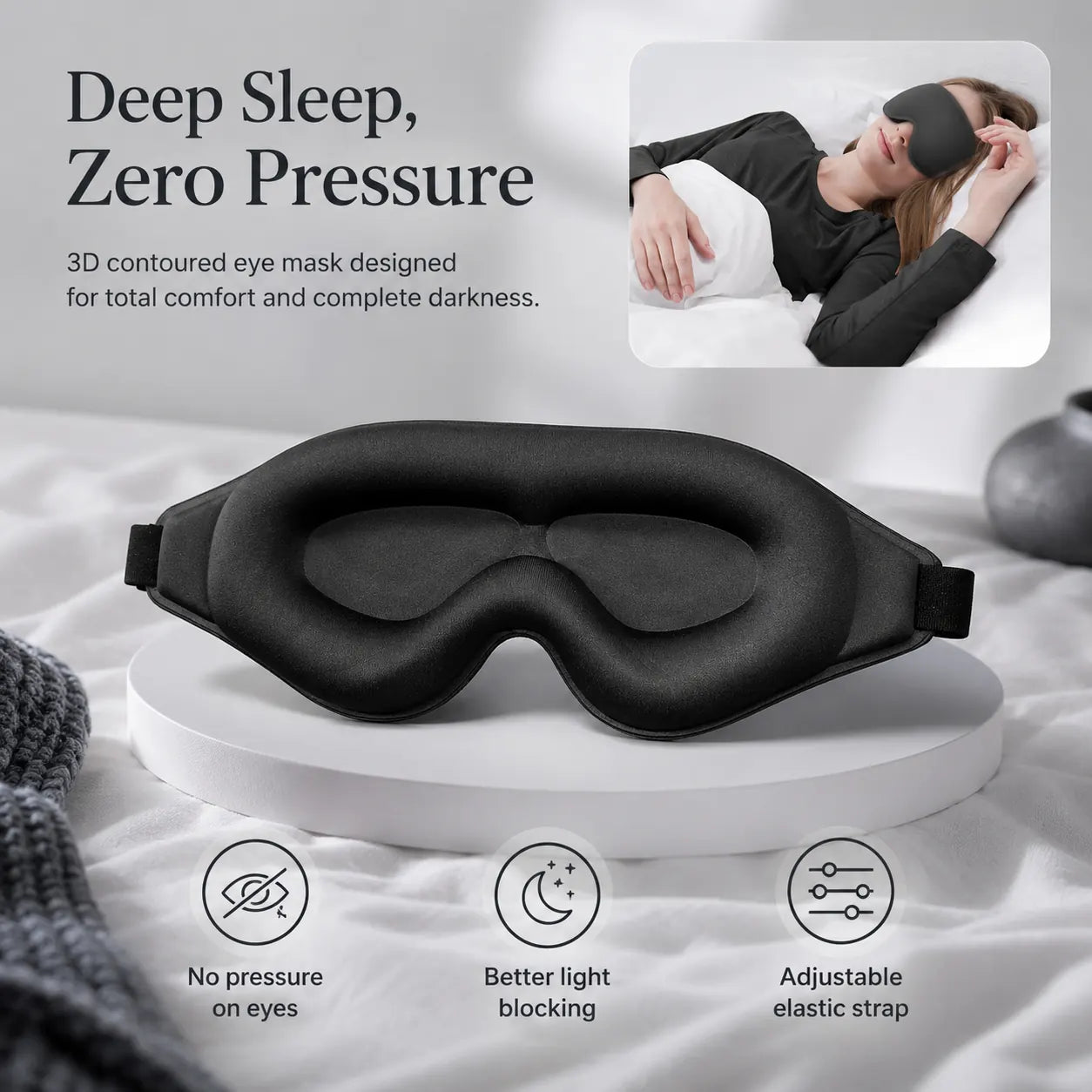 3D Breathable Blackout Eye Mask for Sleep and Travel Rest Vendula Care 4