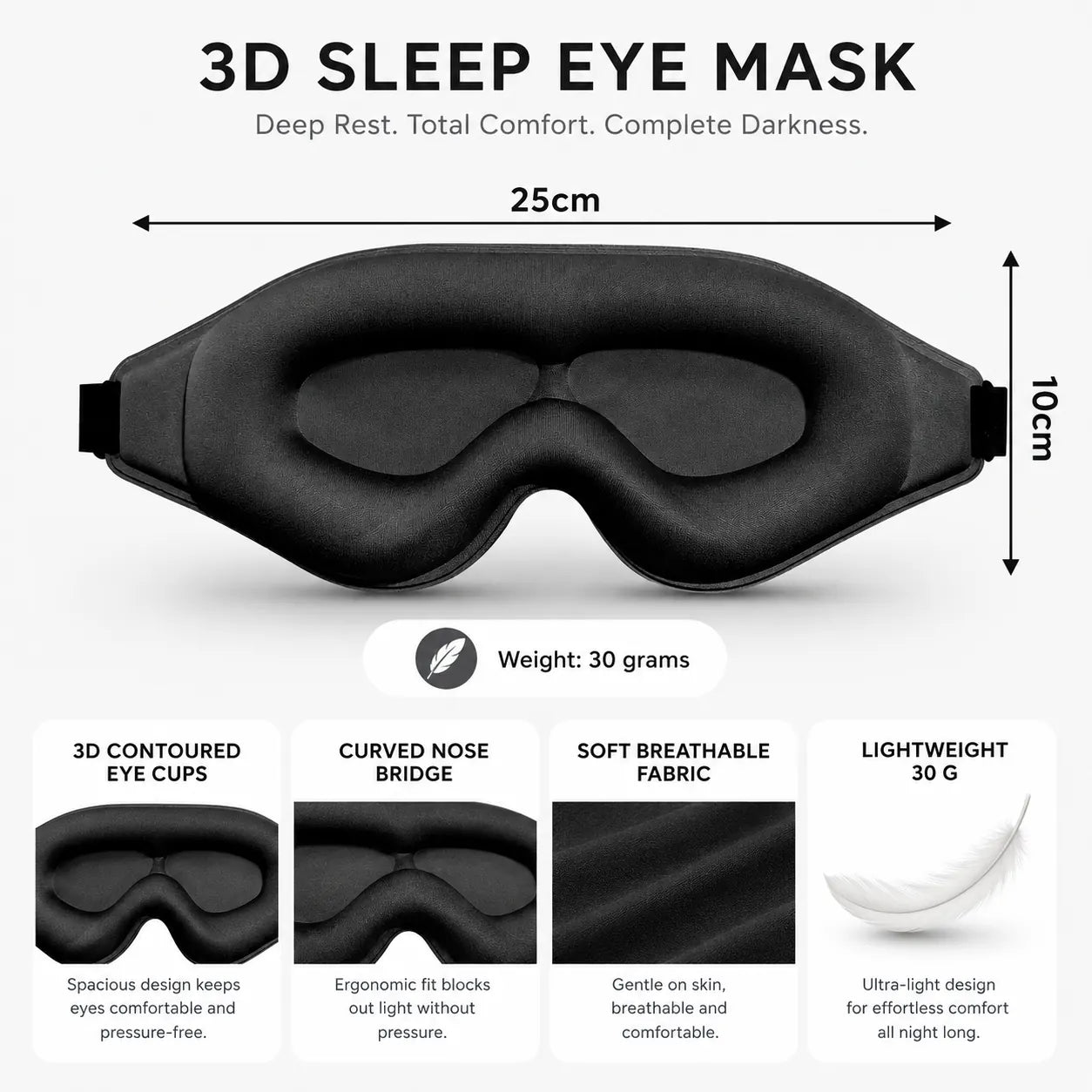 3D Breathable Blackout Eye Mask for Sleep and Travel Rest Vendula Care 5