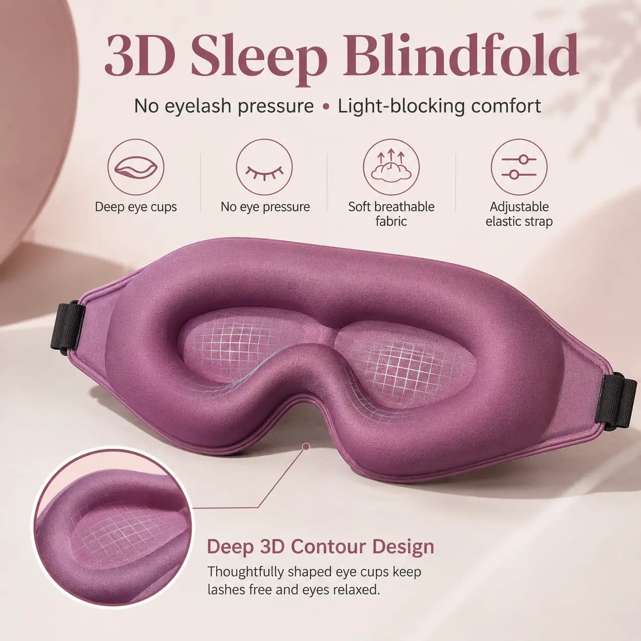 3D Breathable Blackout Eye Mask for Sleep and Travel Rest Vendula Care 6