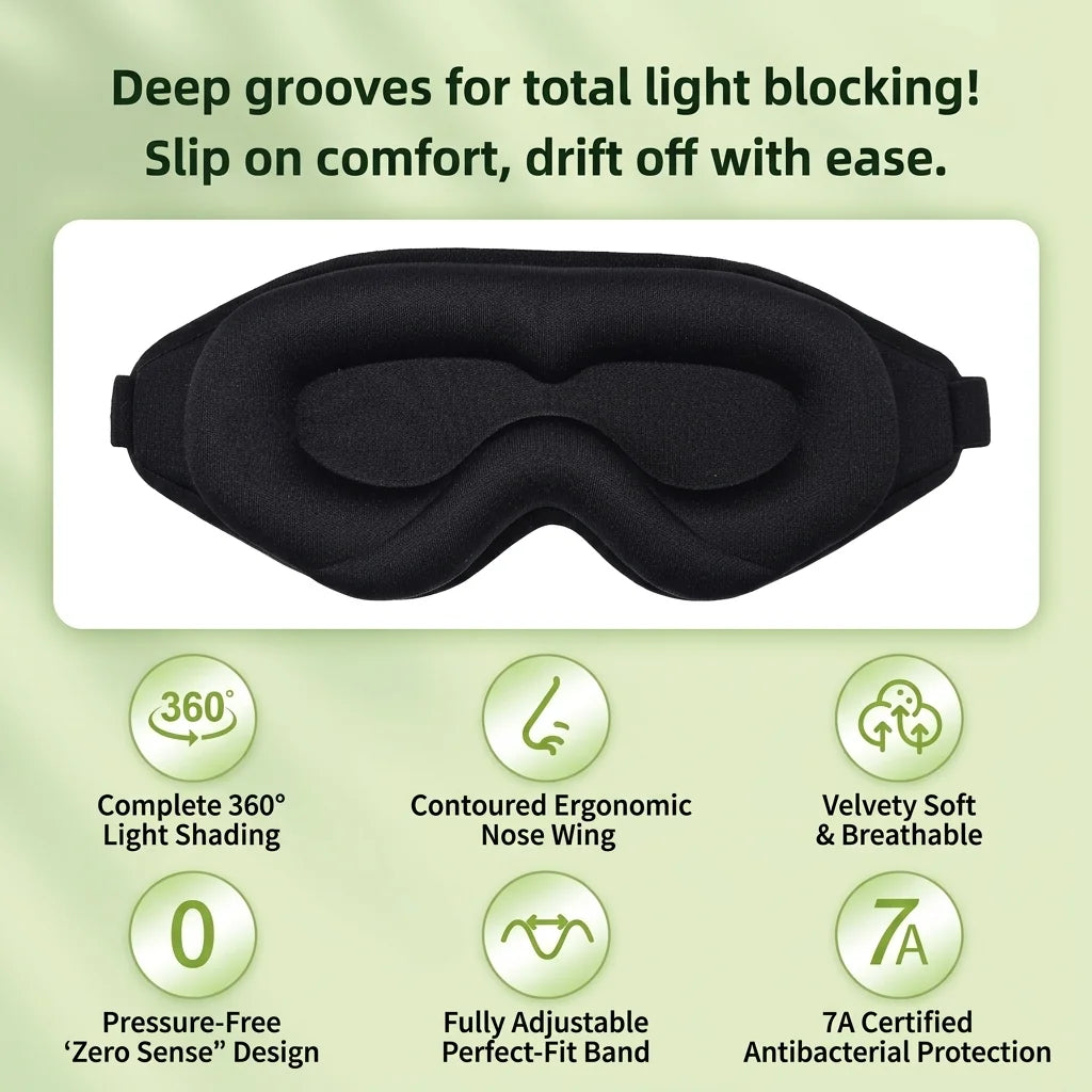 3D Contoured Sleep Eye Mask for Total Blackout & Comfort Vendula Care (2)