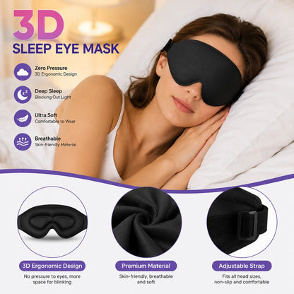 3D Contoured Sleep Eye Mask for Travel and Nap Light Block Vendula  Care 5