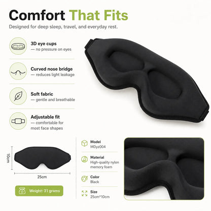 3D Eye Mask with Stereo Light-Blocking for Restful Sleep Vendula Care 10