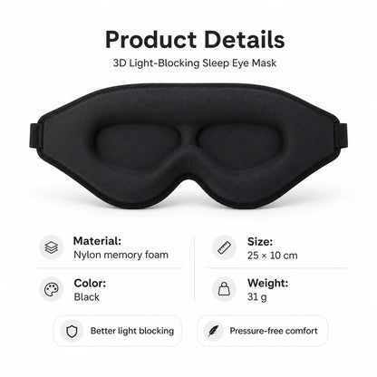 3D Eye Mask with Stereo Light-Blocking for Restful Sleep Vendula Care 9