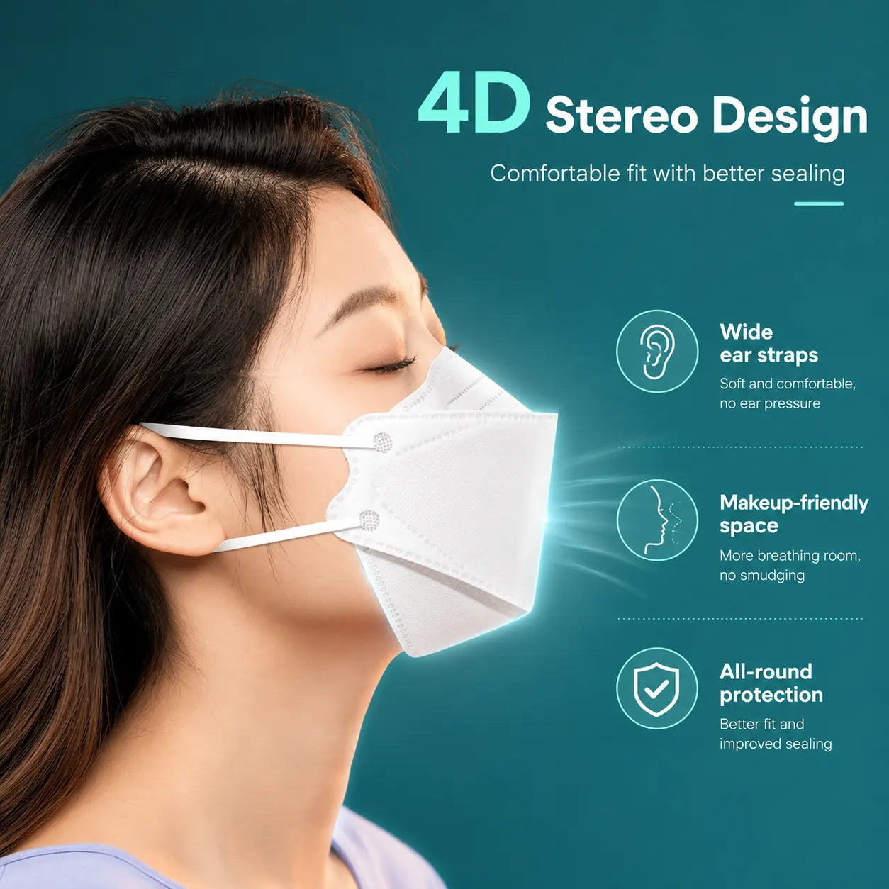 3D Fish Shape KN95 Face Mask for Adults, Soft & Breathable Vendula Care  9