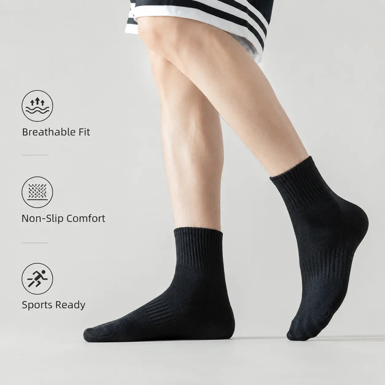5PCS Cotton Breathable Athletic Socks for All-Day Comfort Vendula Care 03
