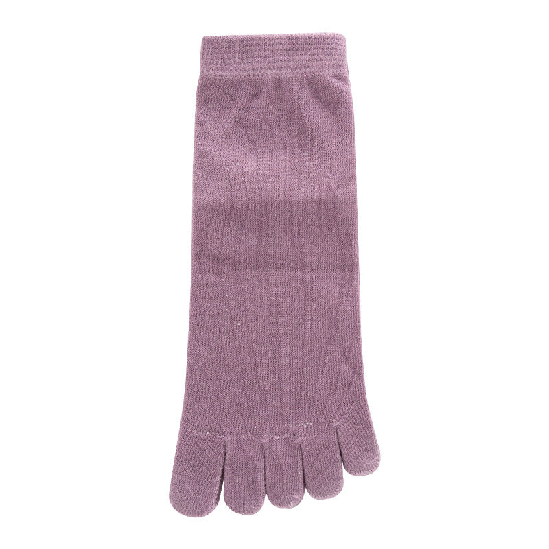 Cotton Five Toe Socks Women Mid Calf Breathable Comfort Fit