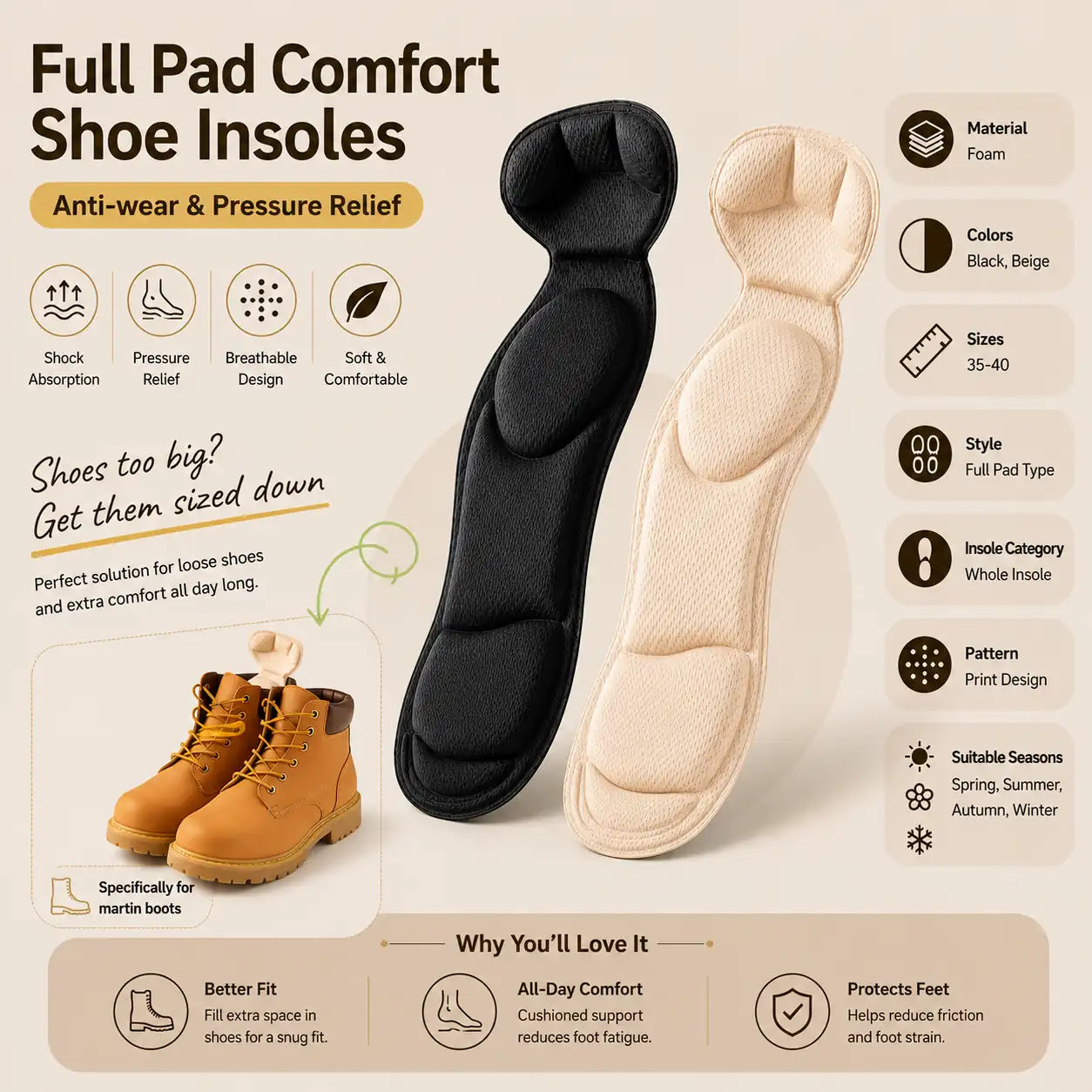 Adjustable Memory Foam Shoe Insoles for All Day Comfort Vendula Care (7)