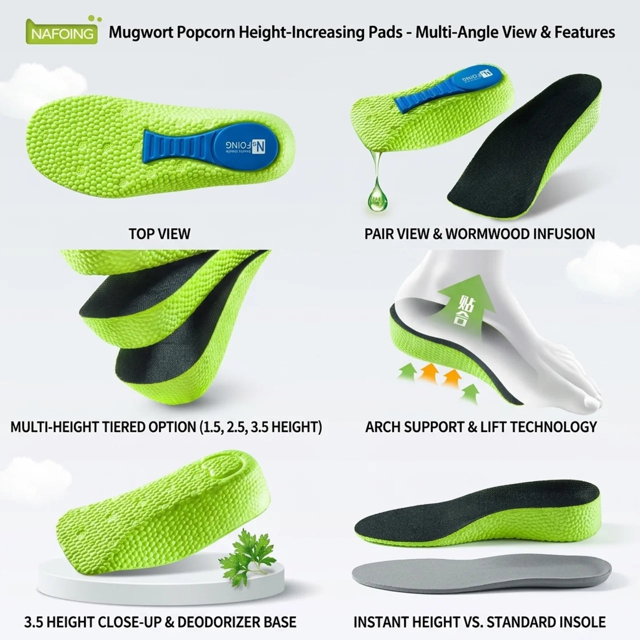 Arch Support Height Increase Insoles for Daily Comfort
