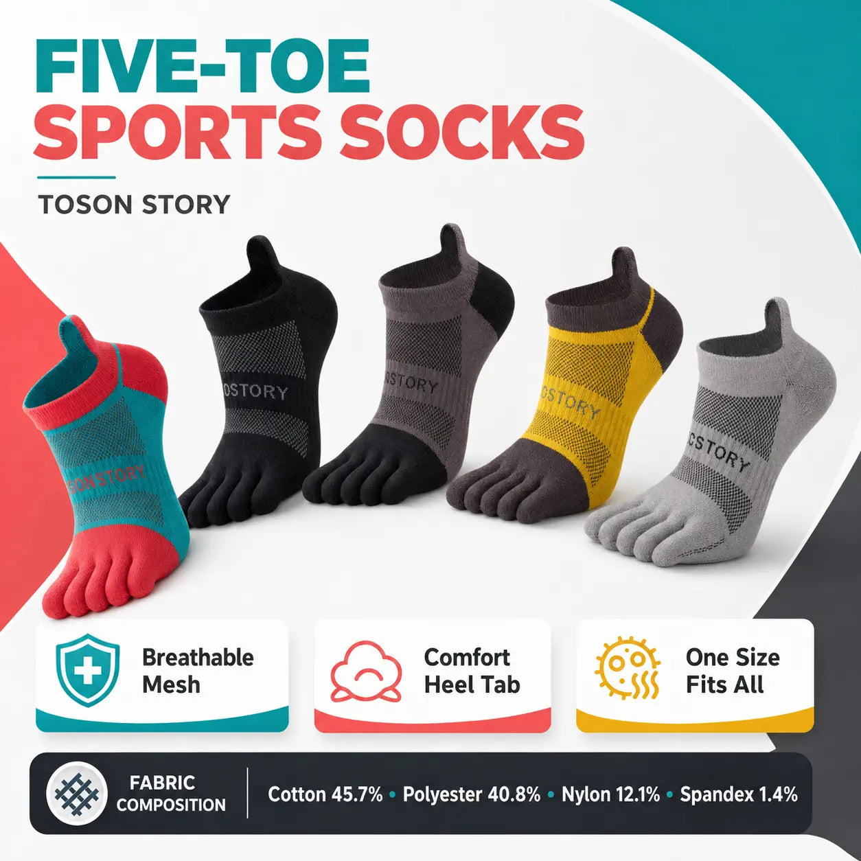 Athletic Toe Socks for Men & Women, Running & Training Grip Vendula Care (1)