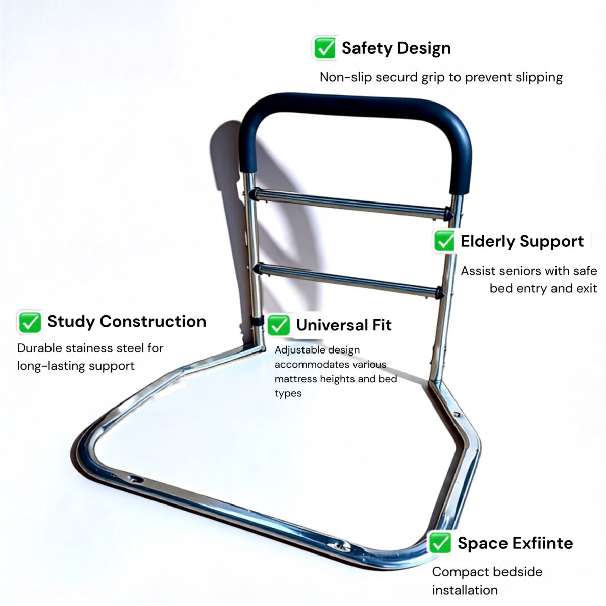 Bedside Handrail Bar for Safe Standing & Steady Bed Support Vendula Care  (1)