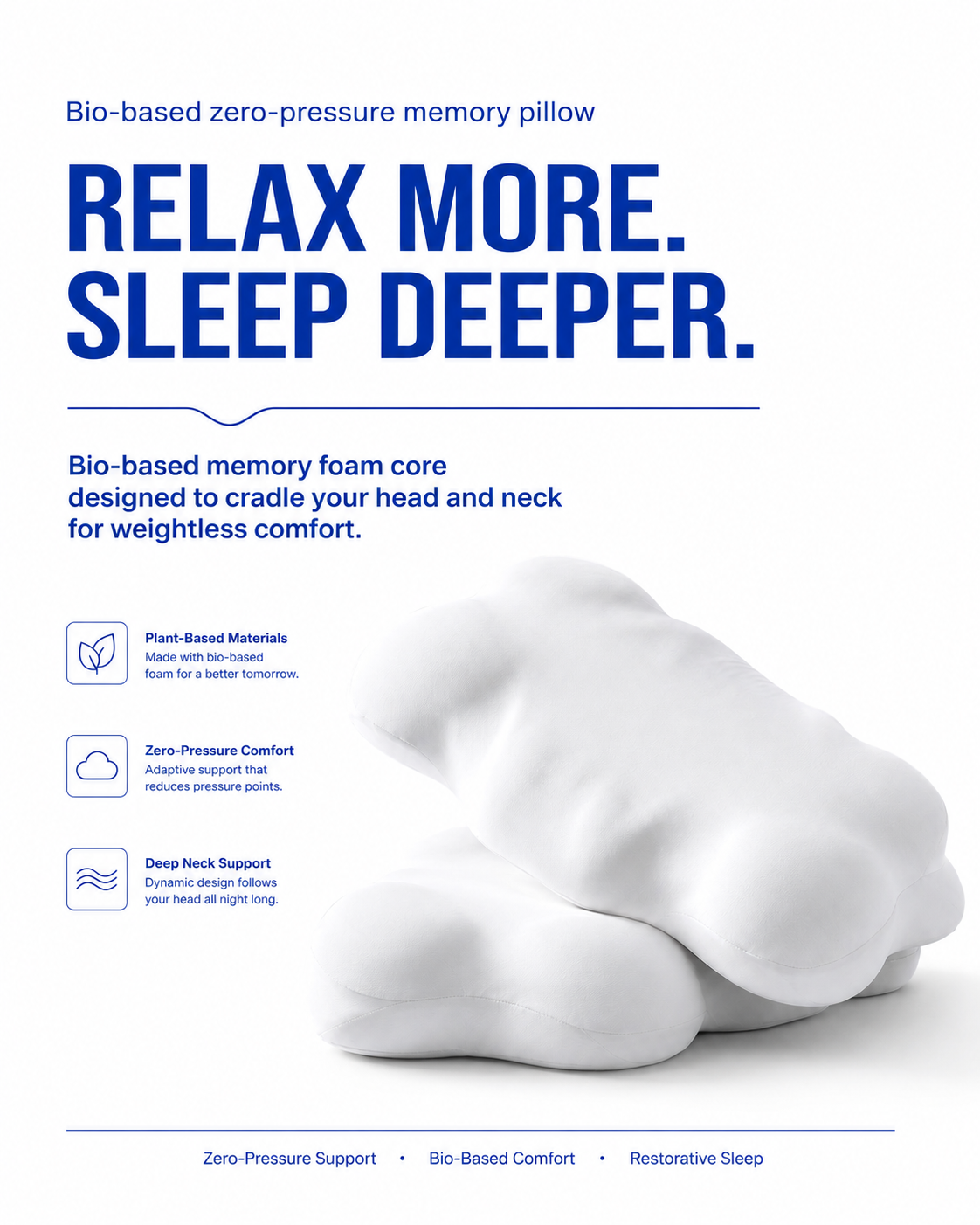 Bio-Based Zero Pressure Cervical Pillow for Neck Pain Relief Vendula Care 01