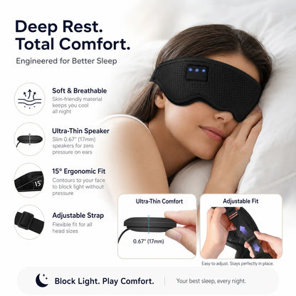 Bluetooth Music Sleep Eye Mask with Hands-Free Call Support Vendula Care 8