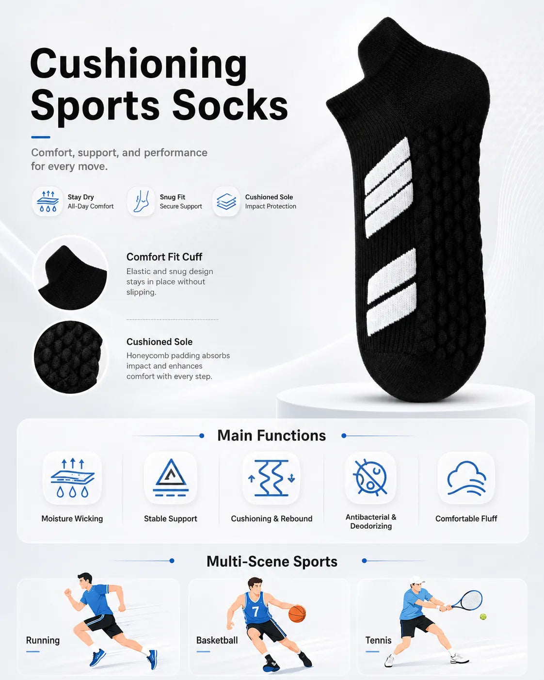Breathable Anti-Slip Sports Socks for Active Daily Comfort Vendula care 04