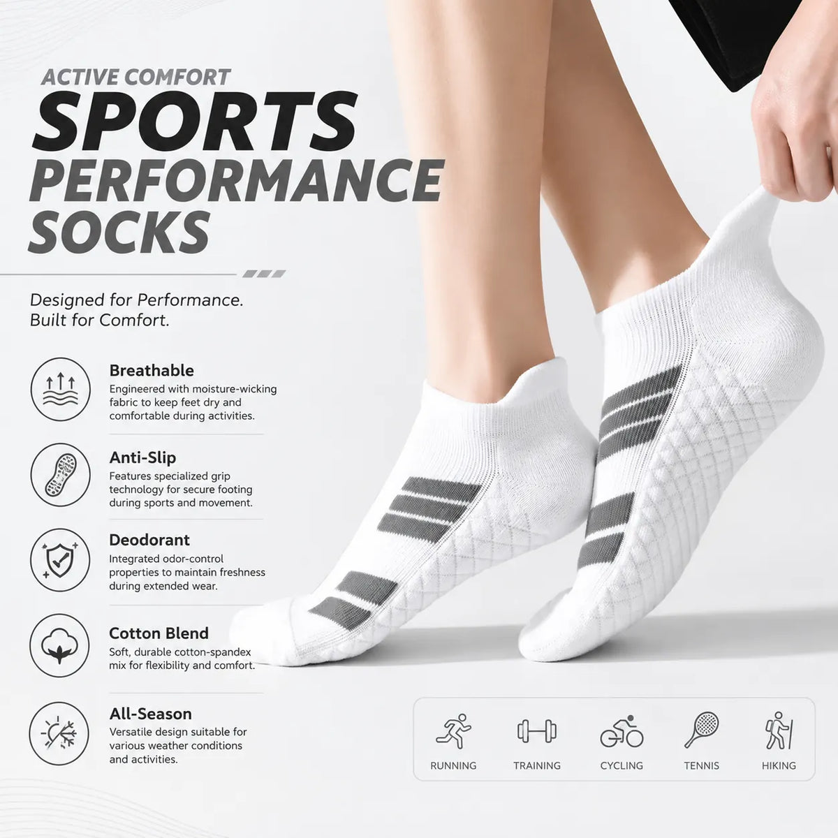 Breathable Anti-Slip Sports Socks for Active Daily Comfort Vendula care 06
