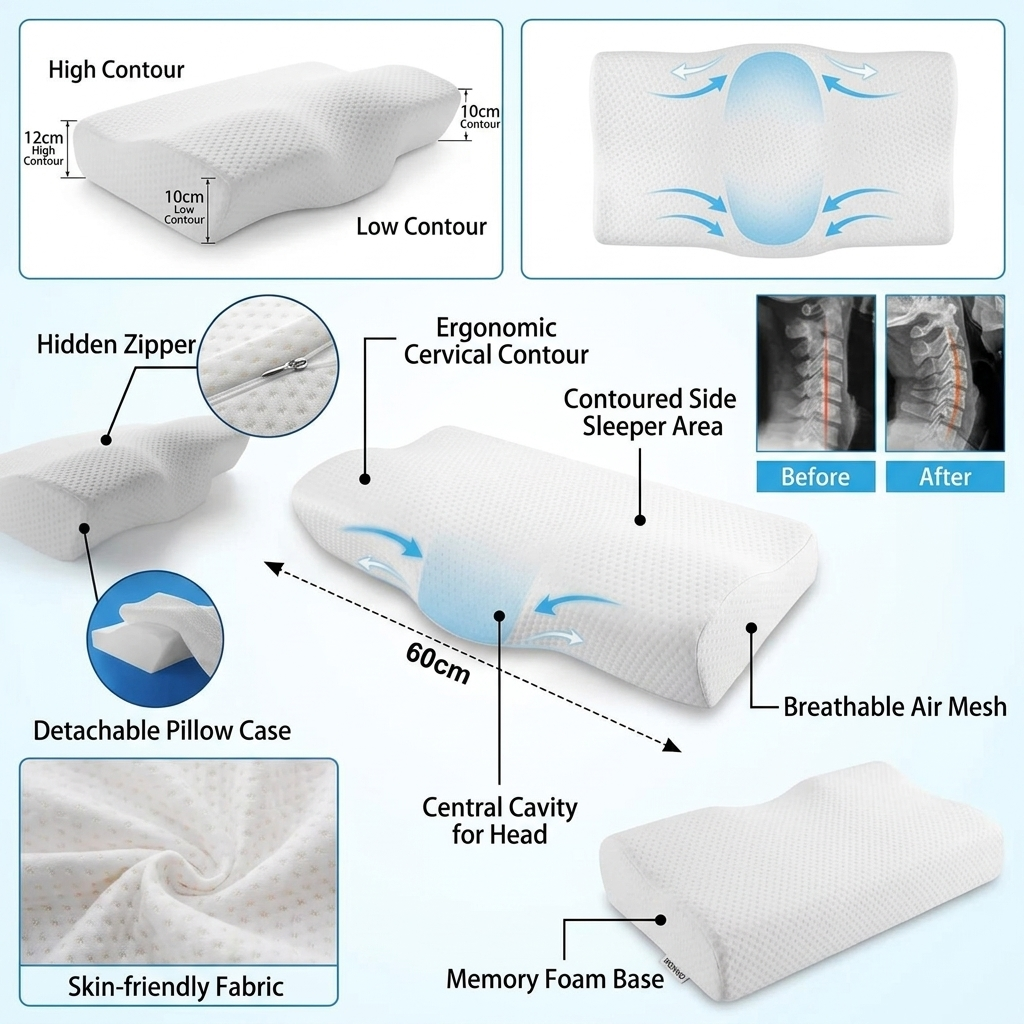 Butterfly Memory Foam Orthopedic Pillow for Neck Support  Vendula Care 6
