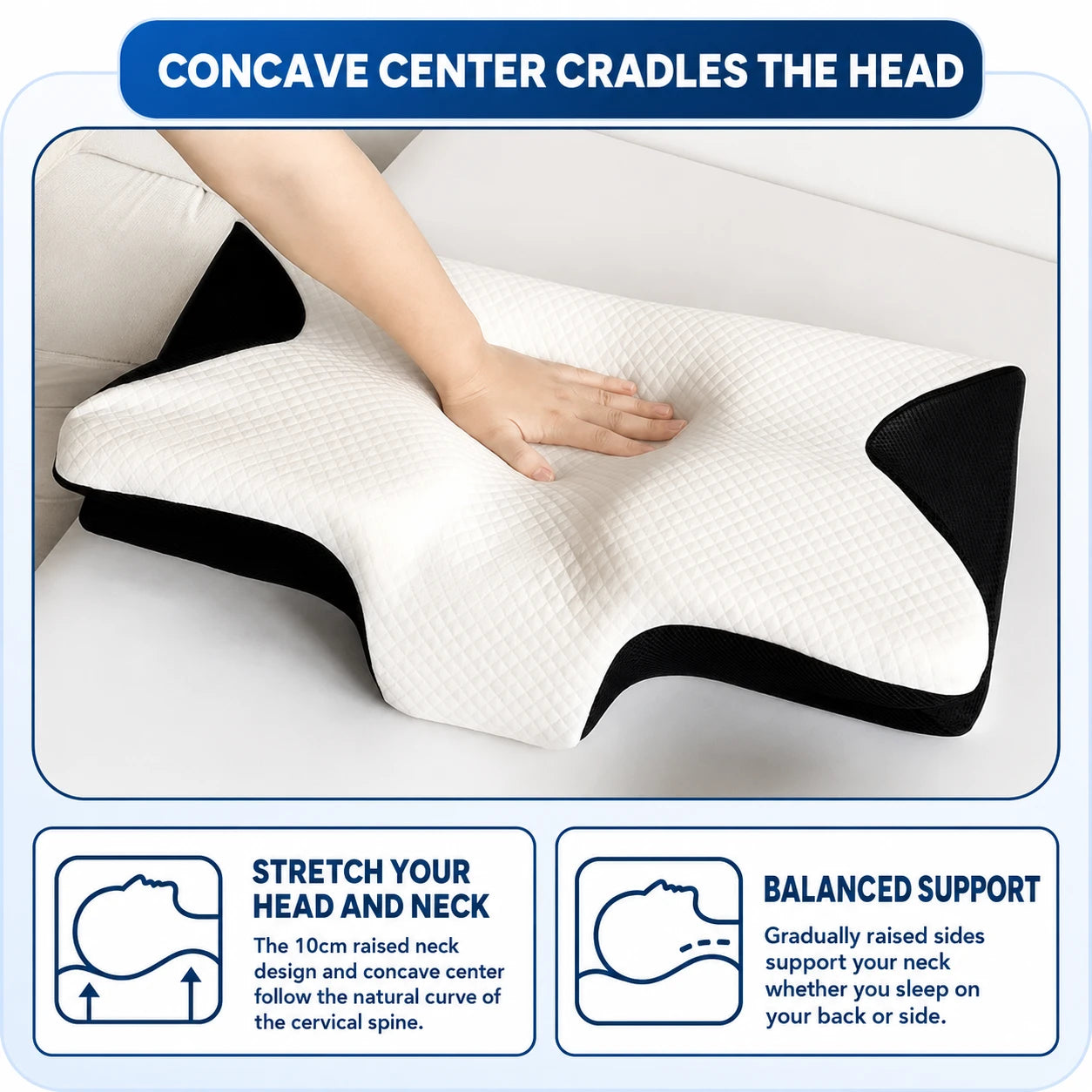 Butterfly Shape Memory Foam Cervical Pillow for Neck Support vendulacare 06