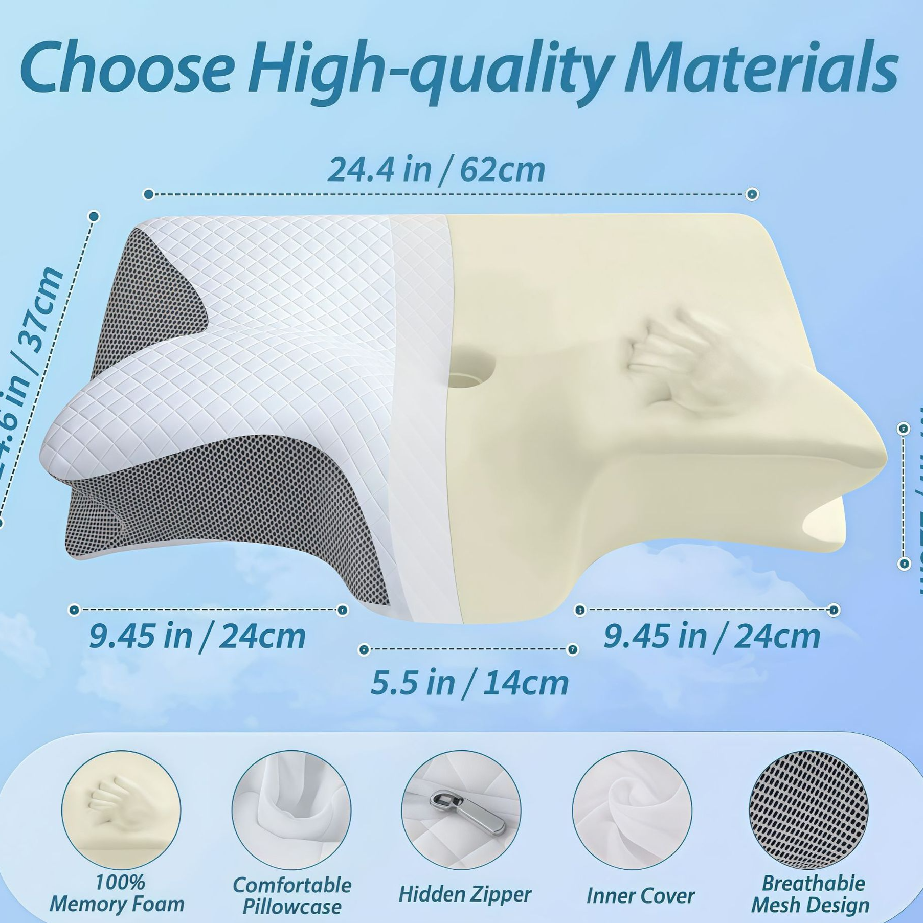 Buy Ergonomic Memory Foam Cervical Pillow for Neck Support Vendula care 1