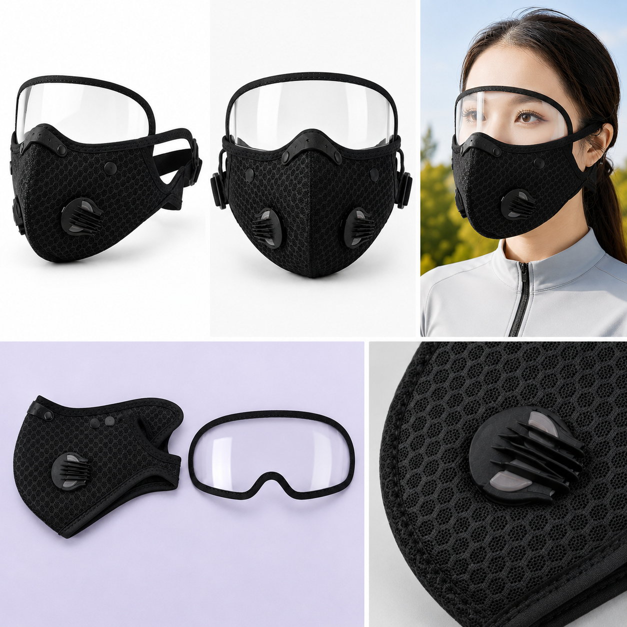 Outdoor Cycling Mask with Detachable Eye Shield and Filter