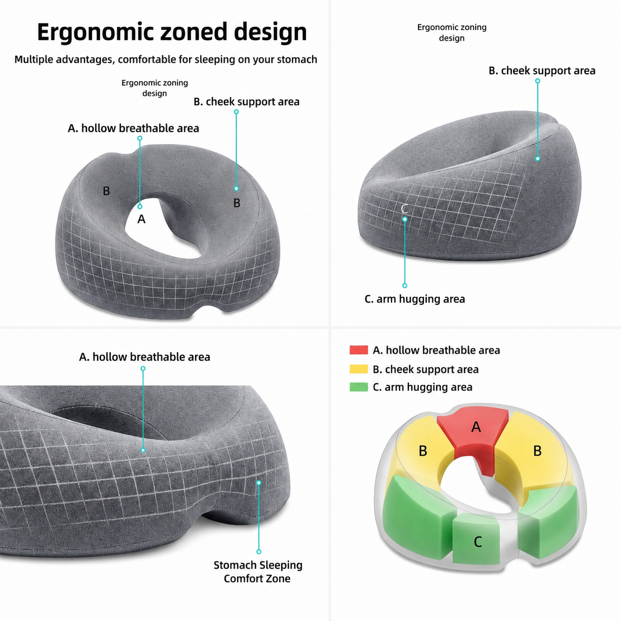 O-Shaped Memory Foam Face Pillow for Massage and Home Use