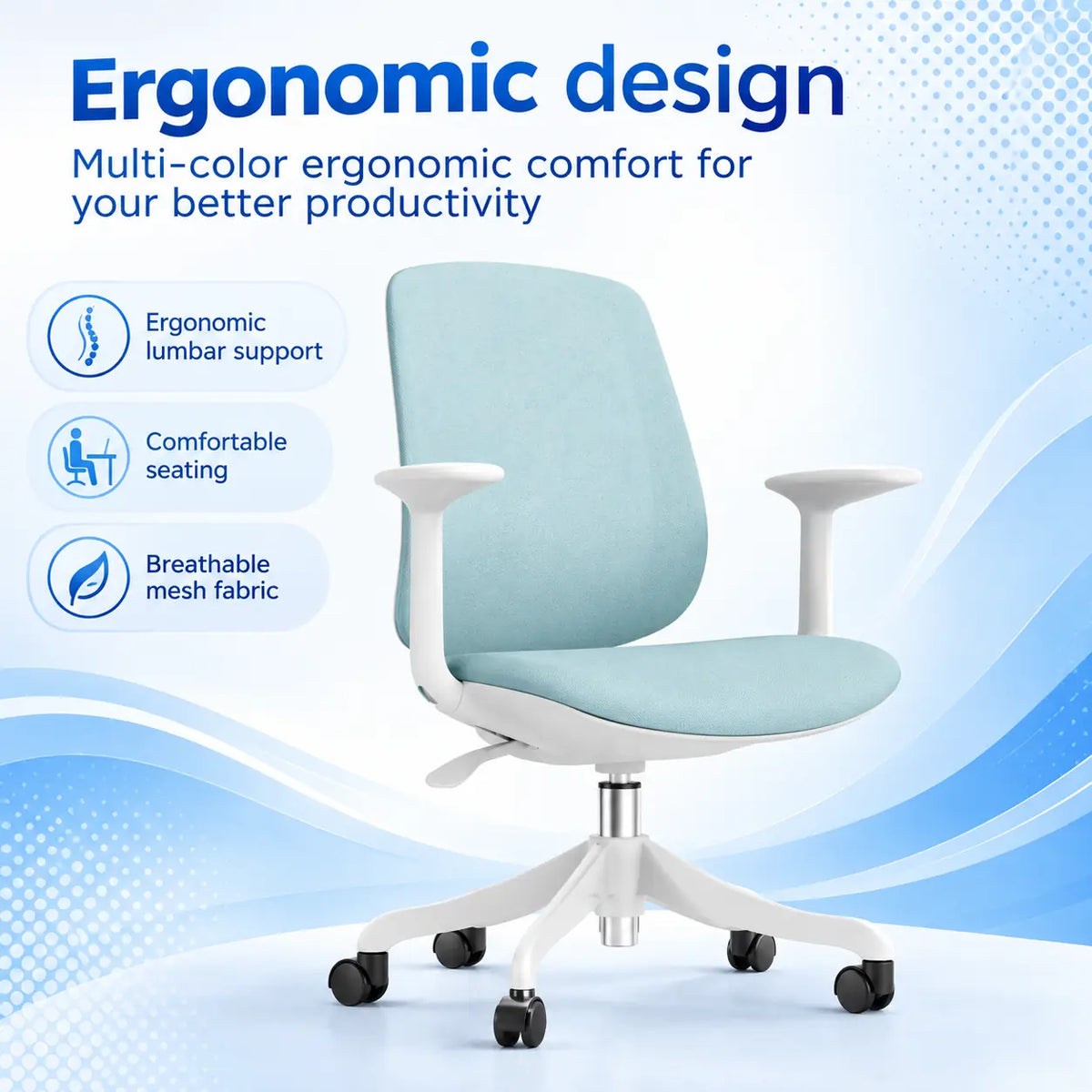 Comfortable Ergonomic Mesh Office Chair with Rolling Casters Global Swanky 02
