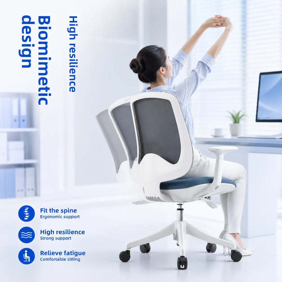 Comfortable Ergonomic Mesh Office Chair with Rolling Casters Global Swanky 03