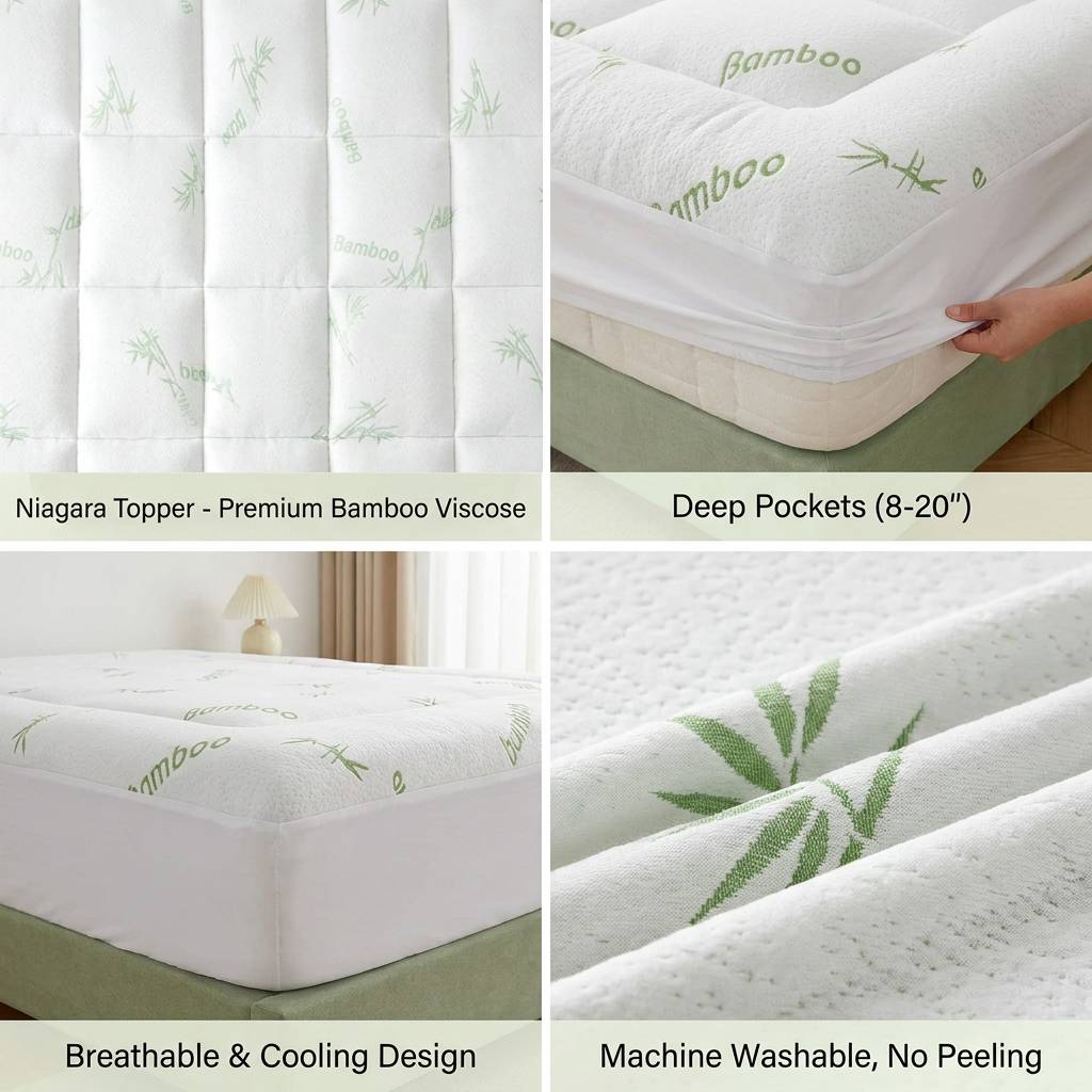 Cooling Bamboo Fiber Mattress Topper Soft, Breathable Sleep VendulaCare 06
