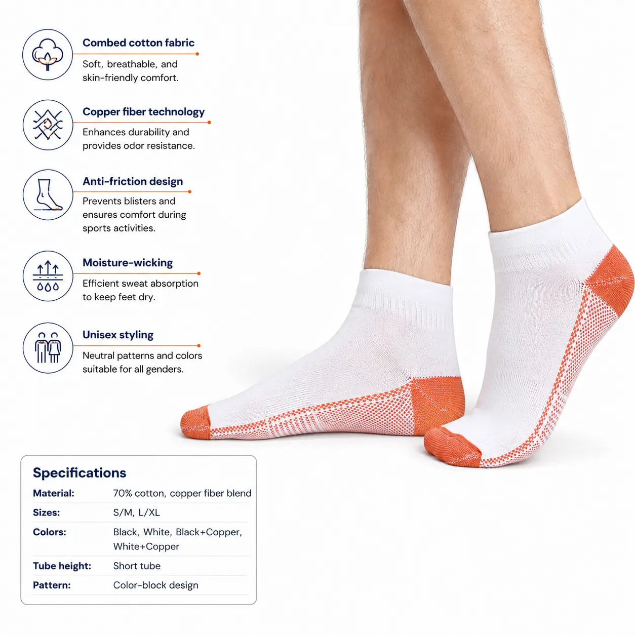 Cotton Copper Fiber Sports Socks for Comfort & Fresh Feet vendula care 03