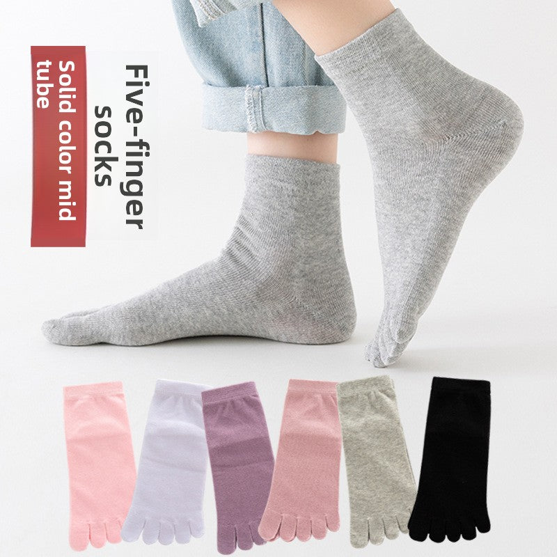 Cotton Five Toe Socks Women Mid Calf Breathable Comfort Fit globalswanky 02