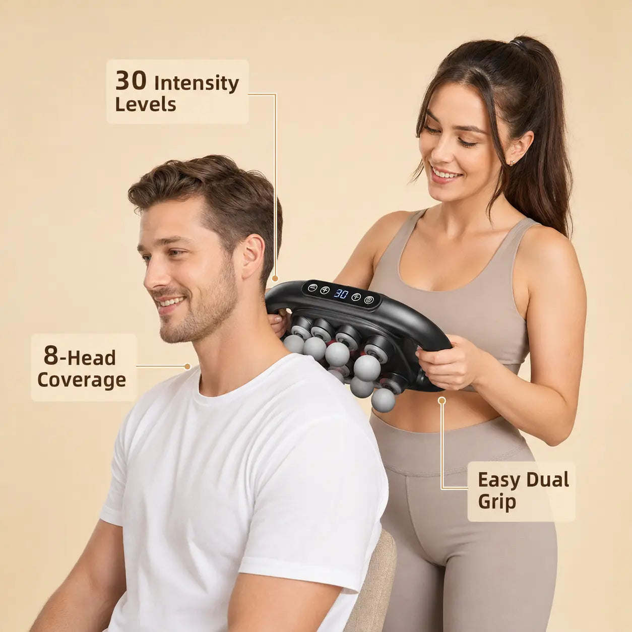 Deep Tissue Massage Gun with LCD Screen & 8 Massage Heads Vendula Care  (8)