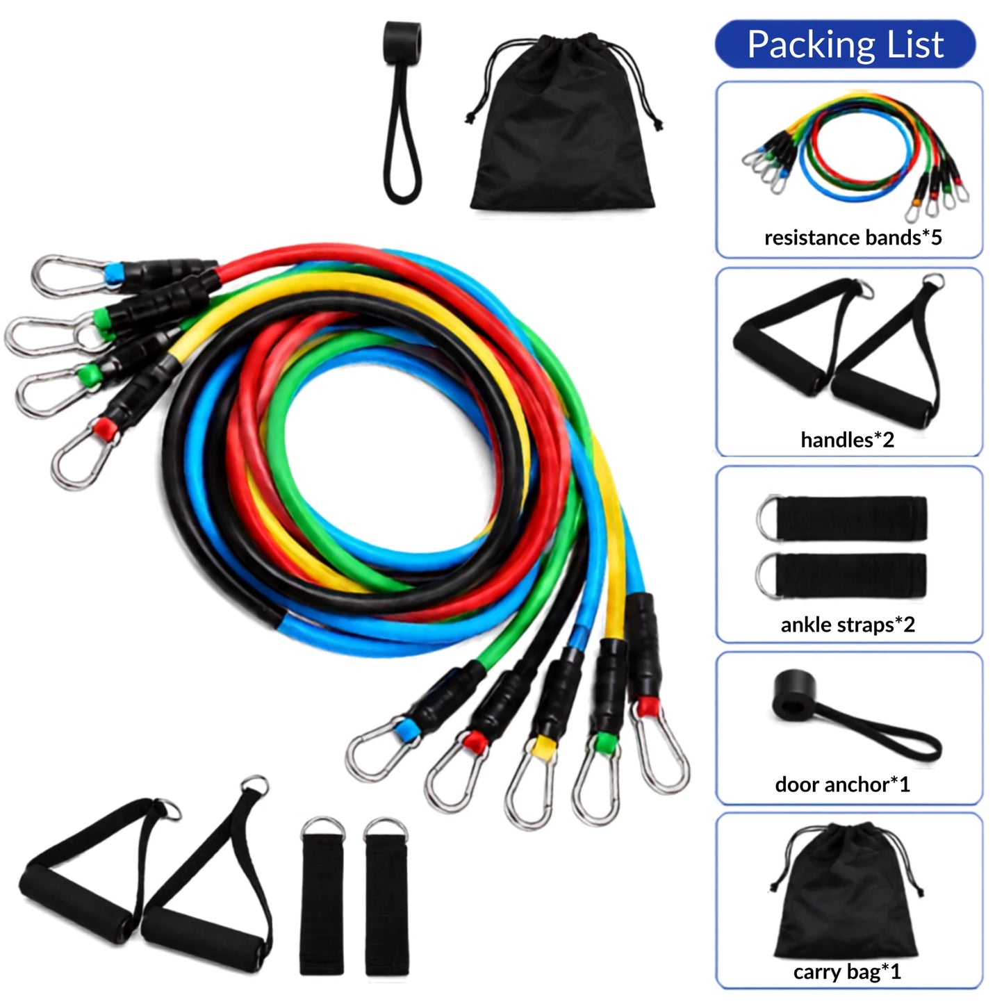Elastic Fitness Resistance Bands Set with Handles for Home Vendula Care 04