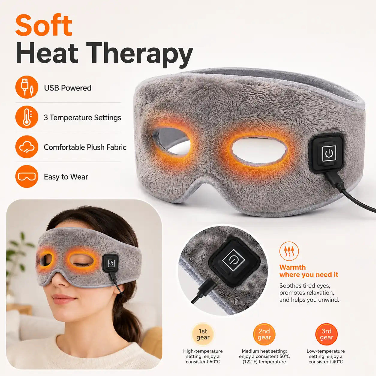 Electric Heated Eye Mask Dry Eyes, Puffiness & Relaxation Vendula Care 8