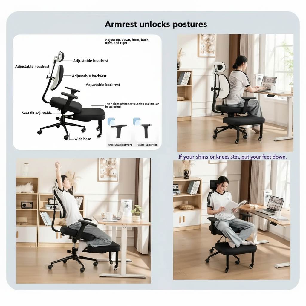 Ergonomic Adjustable Kneeling Chair for Home Posture Support Vendula Care 05