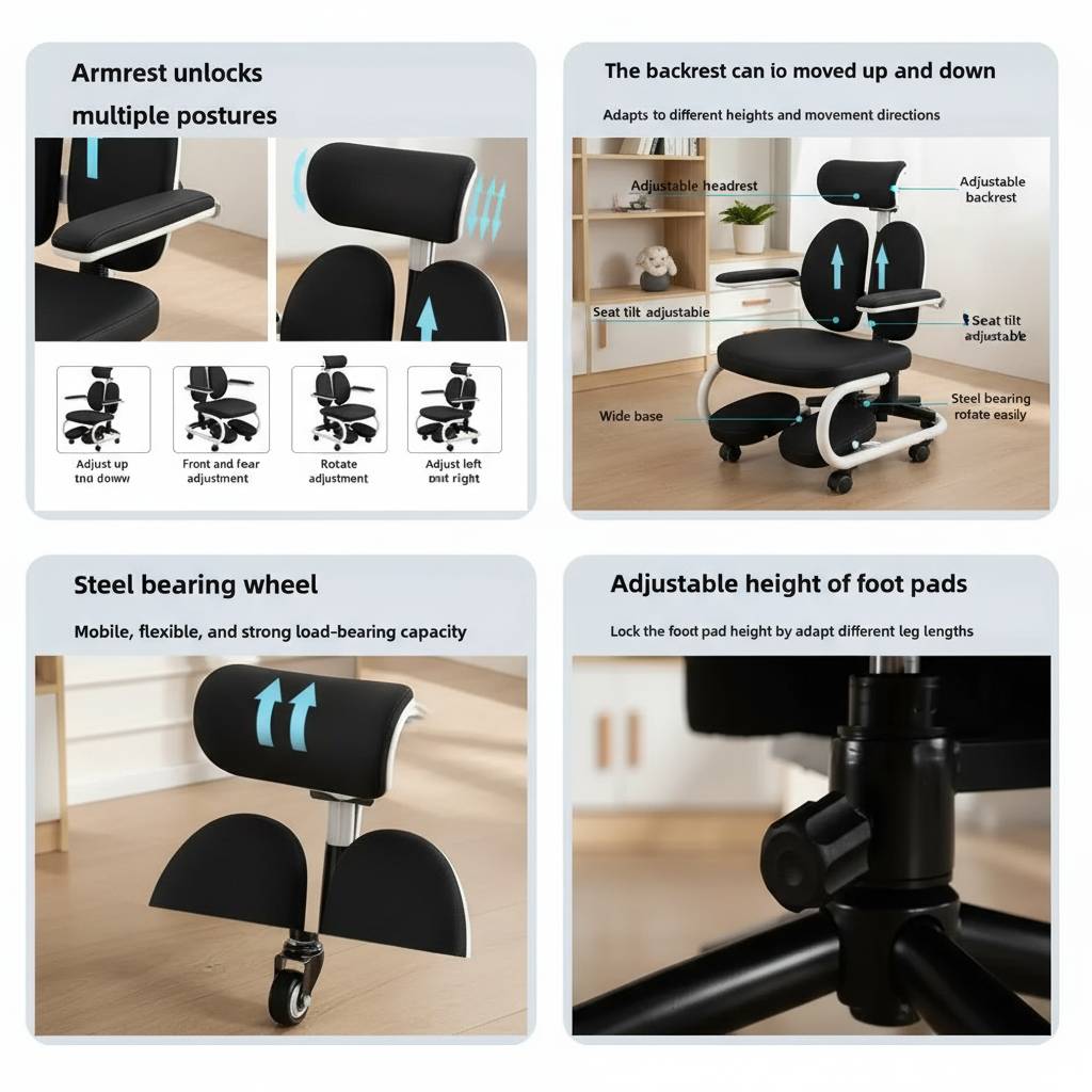 Ergonomic Adjustable Kneeling Chair for Home Posture Support Vendula Care 06