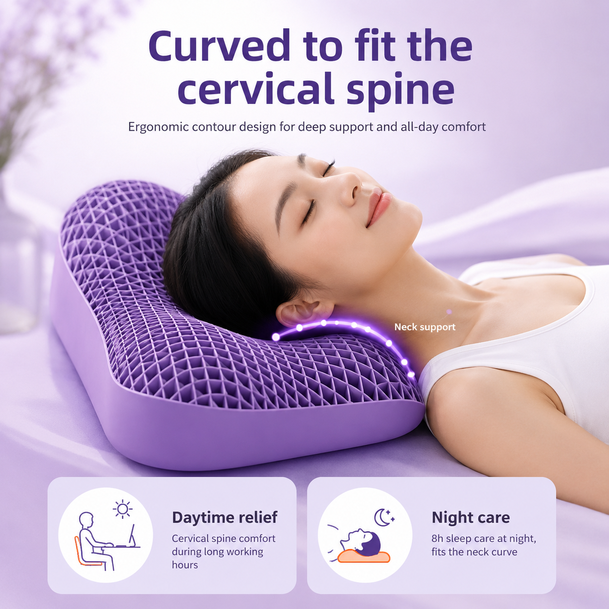 Ergonomic Breathable Cervical Support Pillow for Sleeping VendulaCare 03