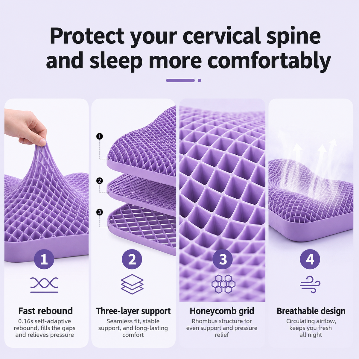 Ergonomic Breathable Cervical Support Pillow for Sleeping VendulaCare 06