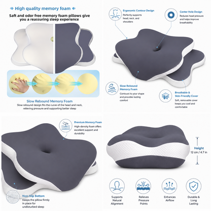 Ergonomic Butterfly Memory Foam Neck Pillow for Pain Relief Vendula Care 1
