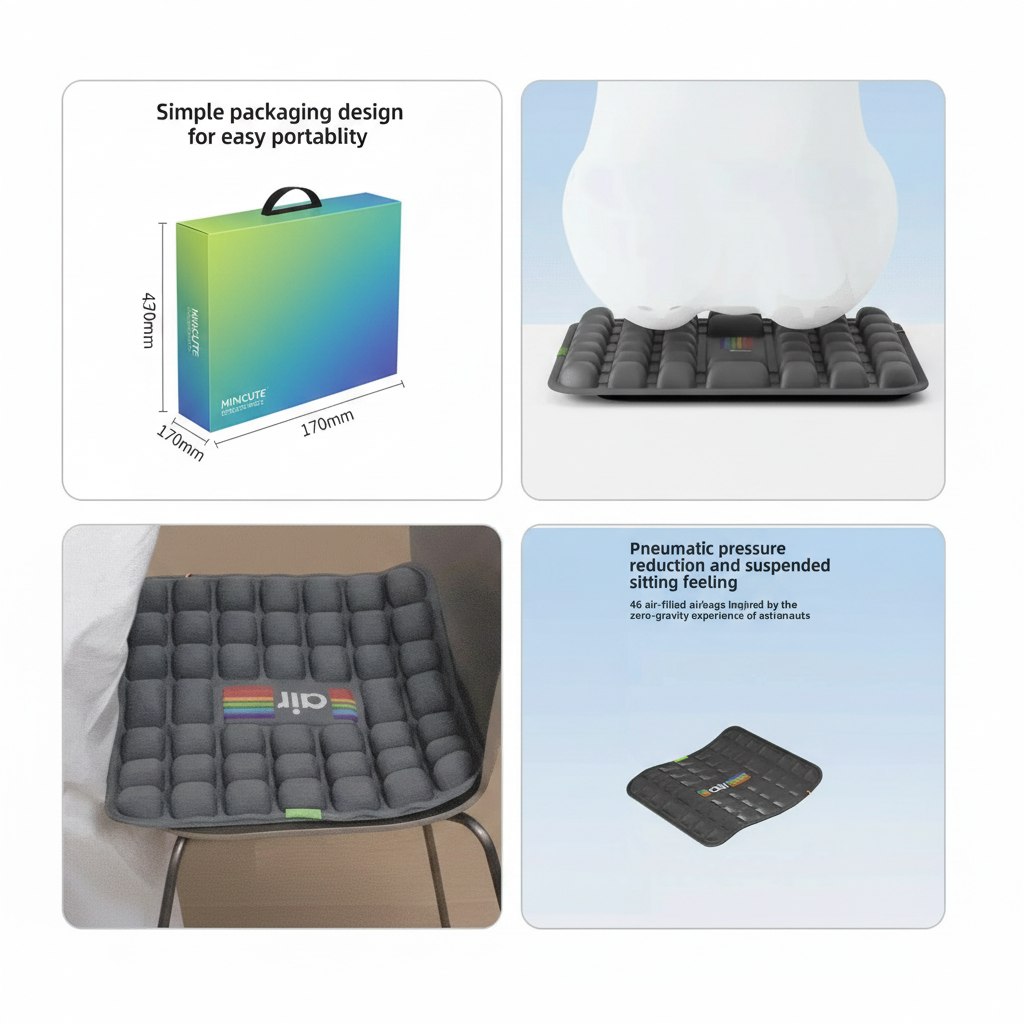 Ergonomic Memory Foam Office Cushion for Back Pain Relief Vendula Care 06