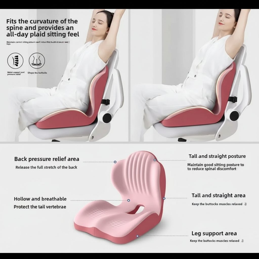 Ergonomic Memory Foam Seat Cushion with Lumbar Back Support Vendula Care 03