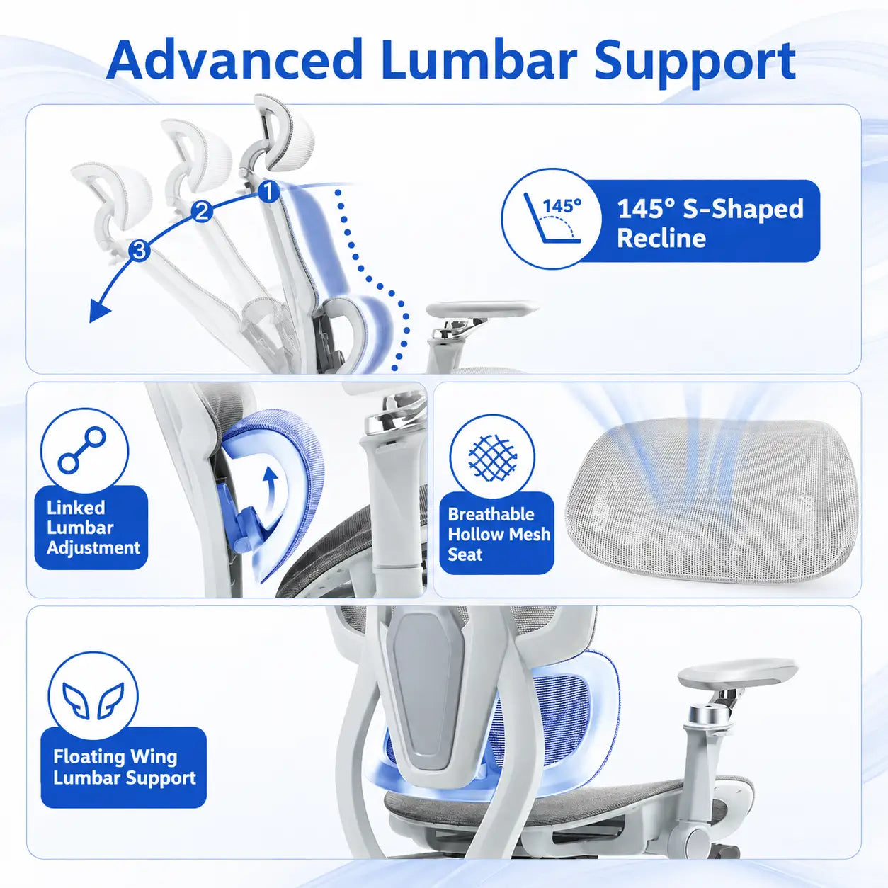 Ergonomic Mesh Office Chair with Adjustable Support Vendula Care 02