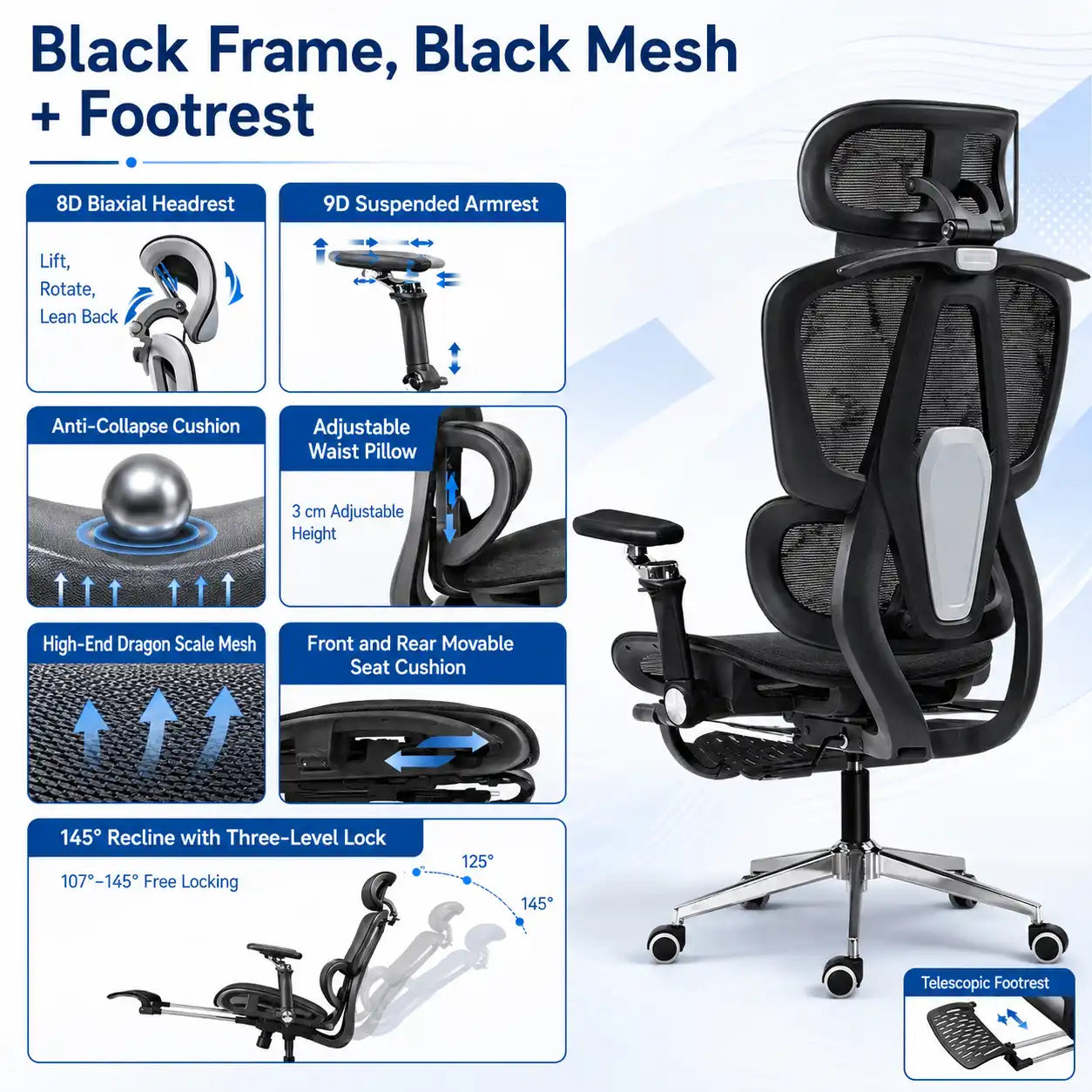 Ergonomic Mesh Office Chair with Adjustable Support Vendula Care 03