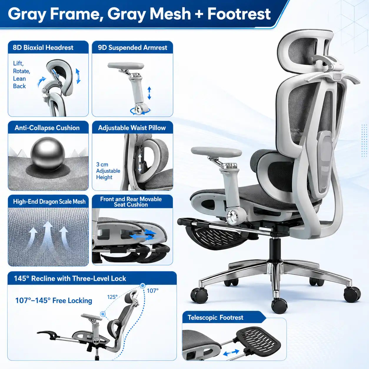 Ergonomic Mesh Office Chair with Adjustable Support Vendula Care 05