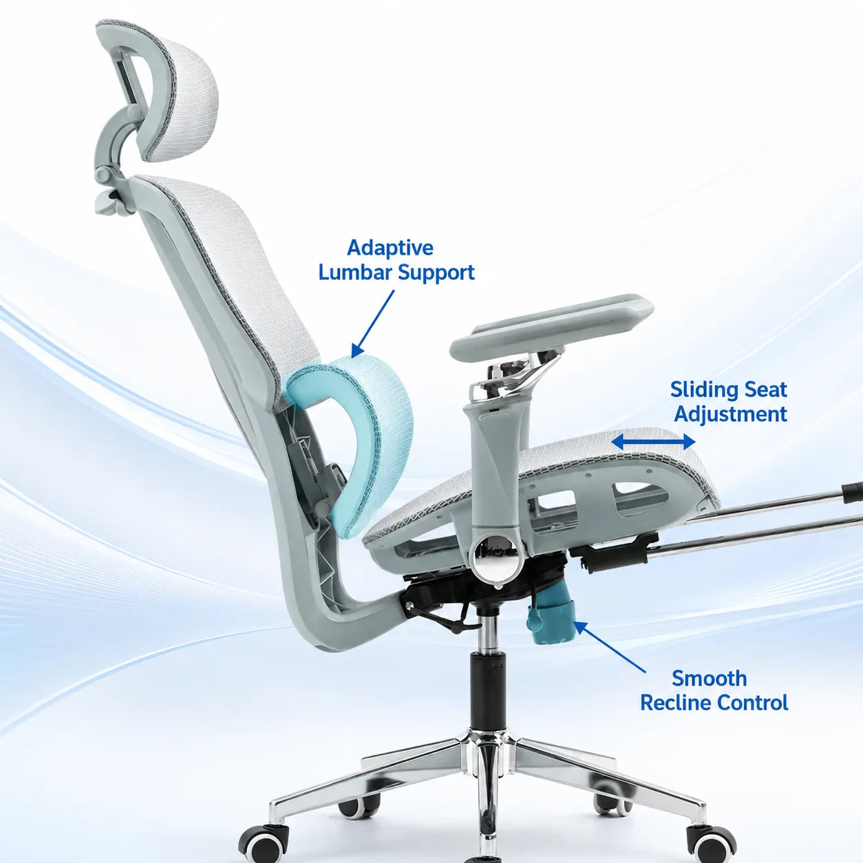 Ergonomic Mesh Office Chair with Adjustable Support Vendula Care 07