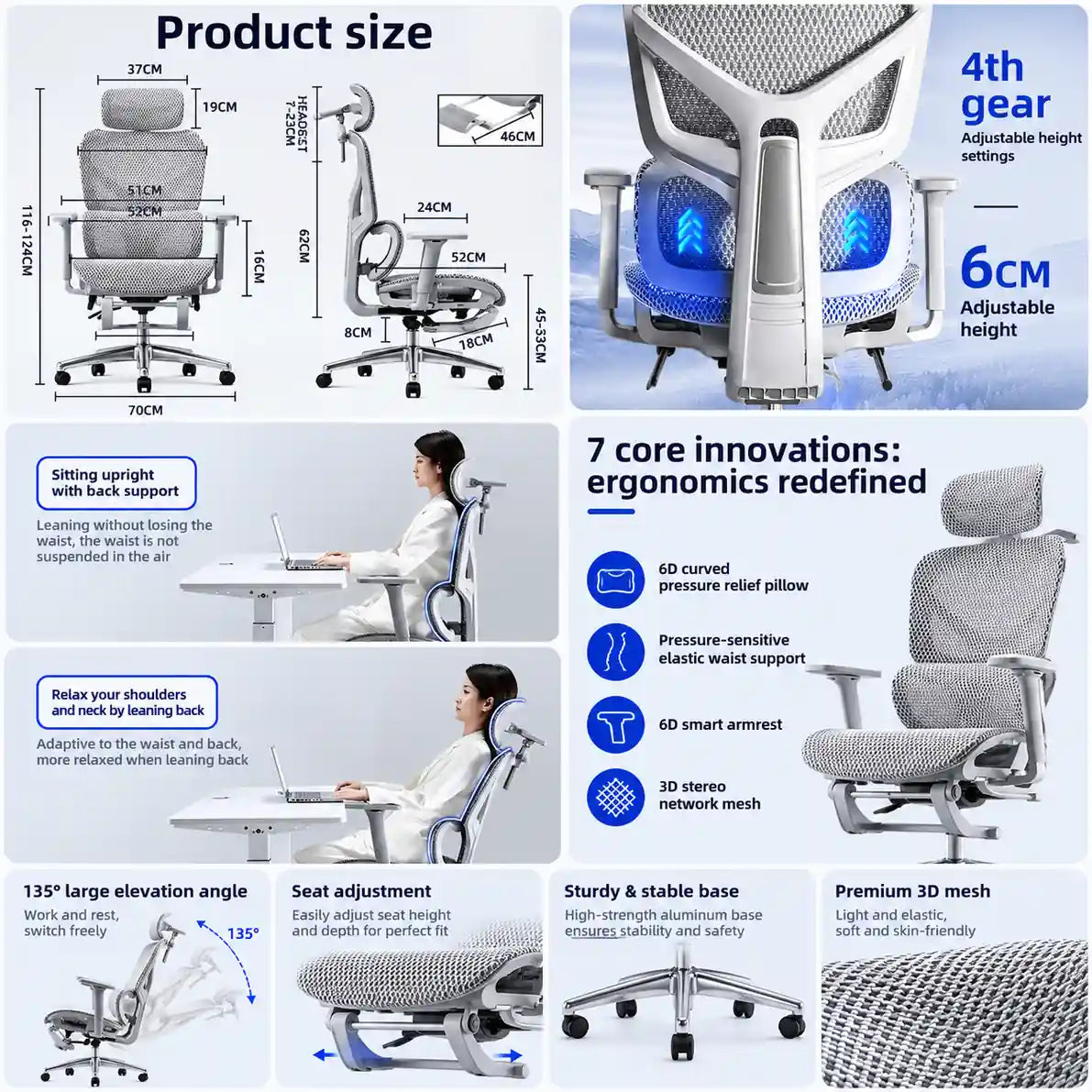 Ergonomic Office Gaming Chair with Recline & Neck Support VendulaCare 08.